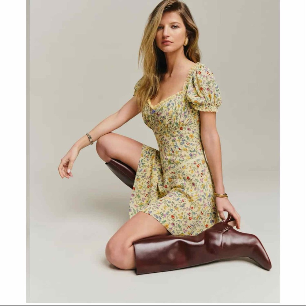 Reformation Yellow Floral Mini Dress - Picture 3 of 5